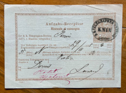 DALMAZIA - KNIN-TENIN  29/2/1875 - TELEGRAFO - RICEVUTA DI CONSEGNA BILINGUE - Marcophilie