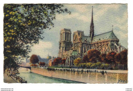 75 PARIS EN FLANANT Série I N°10 Notre Dame La Flèche Et Le Square De L'Archevêché VOIR DOS - Notre Dame De Paris