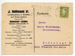 Germany 1932 Postcard; Hannover - J. Hoffman Jr., Großhandlung In Metallen Und Rohprodukten; 6pf. Friedrich Ebert - Lettres & Documents