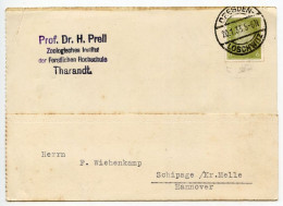 Germany 1933 Postcard; Dresden-Loschwitz - Prof Dr H. Prell, Zoologisches Institut Der Forstlichen Hochschule; 6pf Ebert - Covers & Documents