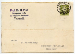 Germany 1933 Postcard; Dresden-Loschwitz - Prof Dr H. Prell, Zoologisches Institut Der Forstlichen Hochschule; 6pf Ebert - Cartas & Documentos