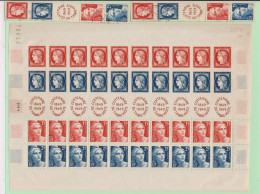 AC-279: FRANCE:  Feuille  F830** (2ème Choix, Amorce De Séparation, 8 Bandes Correctes) + 2bandes Obl Non Comtés - Volledige Vellen