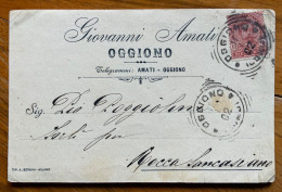 OLIO D'OLIVA - OGGIONO - 11/1/1906  - CARTOLINA PUBBLICITARIA AUTOGRAFA X PIO POGGIOLINI - ROCCA S.CASCIANO - Marcophilie