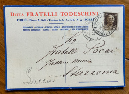 FERRAMENTA - OTTONAMI - F.LLI TODESCHINI - FORLI  10/9/36 - CARTOLINA PUBBLICITARIA PER STAZZEMA - LUCCA - Storia Postale