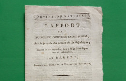 D-FR Révolution 1794 Barère Rapport Sur Le Progrès Des Armées De La République - Historische Documenten