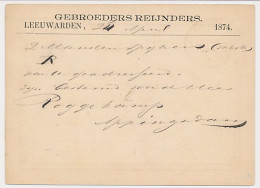 Briefkaart G. 3 Particulier Bedrukt Leeuwarden 1874 - Material Postal