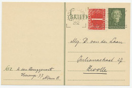 Briefkaart G. 300 / Bijfrankering Amsterdam - Zwolle 1952 - Material Postal