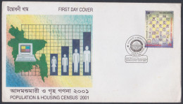 Bangladesh 2001 FDC Population & Housing Census, Computer, Map, First Day Cover - Bangladesh