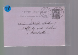 Entier Postal   10 C  Type Sage   Sur Carte Postale   Année 1885     Destination  Marseille - 1877-1920: Semi-Moderne