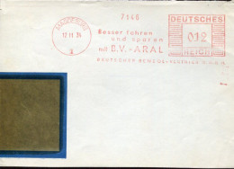X0325 Germany Reich,red Meter Freistempel Magdeburg 1934 Deutsche Benzol V. (front Of Cover) - Franking Machines (EMA)