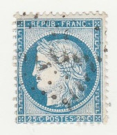 France N° 60 Ceres Dentelé III éme Rep. 25 C Bleu - 1871-1875 Ceres