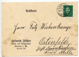 Germany 1929 Postcard; Greven (Westf.) - Heinrich Fischer, Tuch- Und Maßgeschäft; 8pf. Friedrich Ebert - Briefe U. Dokumente