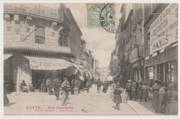 SETE ( CETTE ) RUE GAMBETTA ( EDITION SPECIALE " PARIS - CETTE ) - COMMERCE F. ENCONTRE CAFE ? ECRITE EN 1906 - 2 SCANS - Sete (Cette)