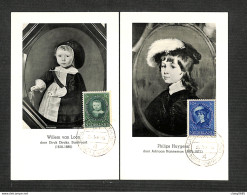 PAYS-BAS - NEDERLAND - 2 Cartes MAXIMUM 1956 - Willem Van Loon - Philips Huygens - Cartoline Maximum
