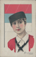 Cr14 Cartolina Art Deco Woman  Militare Donnina Illustratore Artist Cherubini - Autres & Non Classés