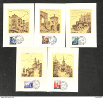 SAINT-MARIN - SAN MARINO - 5 Cartes MAXIMUM 1957 - Sites Et Monuments - Altri & Non Classificati