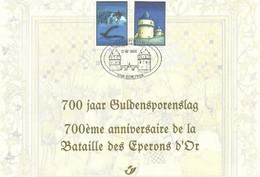 Année 2002 : Carte Souvenir 3088/89HK - Bataille Des Eperons D'Or à Kortrijk - Cartoline Commemorative - Emissioni Congiunte [HK]