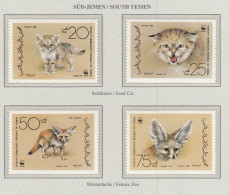 YEMEN 1989 WWF Animals Sand Cat Fox Mi 450-453 MNH(**) Fauna 765 - Neufs