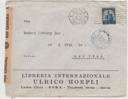 ITALIA Lettera Roma Centro, 9 Gen. 1946 A New York - Verificato Per Censura - 1946-60: Marcophilia