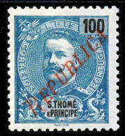 !										■■■■■ds■■ St.Thomas 1920 AF#236* Local Overprint Mouchon 100 Réis (x3761) - St. Thomas & Prince