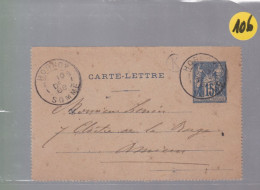 Entier Postal   15 C Bleu    Type Sage   Sur  Carte Lettre    Pour Amiens   1888 - 1877-1920: Semi-moderne Periode