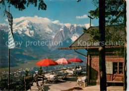 73635396 St Martin Grasberg Berghuette Restaurant Terrasse Fernsicht Zugspitzgru - Garmisch-Partenkirchen