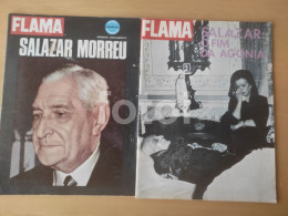 2 MAGAZINES SET REVISTA FLAMA 1970 MORTE OLIVEIRA SALAZAR PRESIDENT DEAD PORTUGAL - Riviste & Giornali