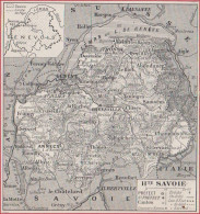 Carte Du Département De Haute Savoie (74). Préfecture, Sous Préfecture, Chef Lieu ... Chemin De Fer. Larousse 1948. - Documents Historiques