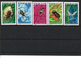 1972 TCHAD 245-49** Insectes, Libellule, Araignée - Chad (1960-...)