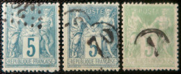 R1311/3082 - FRANCE - SAGE TYPE II N°75 + SAGE TYPE II N°102 - Cachets Du Jour De L'an - 1876-1878 Sage (Typ I)