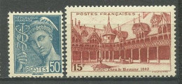 FRANCE 1942 N° 538/539 ** Neufs MNH Superbes C 1.10 € Mercure Hôtel-Dieu De Beaune - Unused Stamps