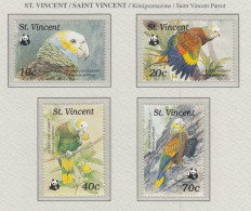 St. VINCENT 1989 WWF Birds Parrots Mi 1222-1225 MNH(**) Fauna 766 - Perroquets & Tropicaux