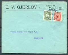 1926 Denmark Copenhagen, Stamp Jubilee Cover - Chemnitz Germany  - Storia Postale