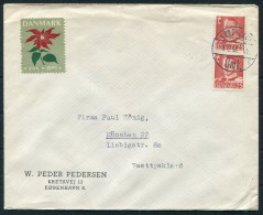 1950 Denmark Copenhagen Pedersen Cover - Munchen Germany. Jul Christmas Charity Seal  - Storia Postale