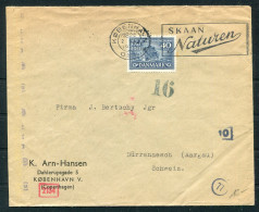 1944 Denmark Copenhagen 40 Ore Vitus Bering Censor Cover - Durrenasch Aargau Switzerland  - Lettres & Documents