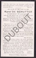WOI - Soldaat K. De Schutter °Pulderbos 1900 †Krijgshospitaal Namen 1922 (F582) - Todesanzeige