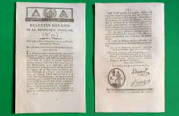 D-FR Révolution 1794 Loi N. 95 Additionnelle Emigrés + Comptes à Rendre Pour Tous Les Percepteurs - Documents Historiques