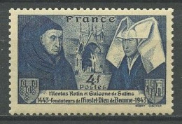 FRANCE 1943 N° 583 ** Neuf MNH Superbe Hôtel-Dieu De Beaune Nicolas Rolin - Unused Stamps
