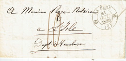 La Feré 2,Aisne Lettre Pour L'Isle Vaucluse Cachet TYpe 12 Du 24 Octobre 1839 - 1801-1848: Vorläufer XIX