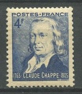 FRANCE 1944 N° 619 ** Neuf MNH Superbe Télégraphe Optique Claude Chiappe Ingénieur - Nuevos