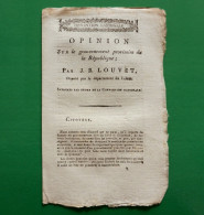 D-FR Révolution 1795 Accusation Contre ROBESPIERRE Par LOUVET Opinion Sur Le Gouvernement Provisoire De La République - Documents Historiques