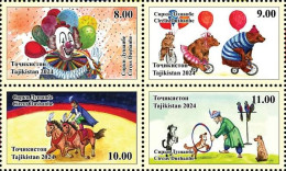 Tajikistan 2024 . Circus Dushanbe ( Horses, Dogs,Bears) . 4v. - Tadzjikistan