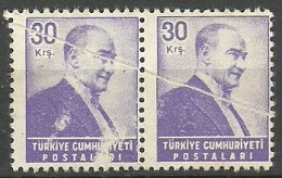 Turkey; 1955 Regular Stamp 30 K. "Pleat" ERROR - Nuovi