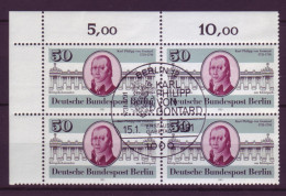 Berlin 639 Eckrand Links Oben 4er Block Karl P. V. Gontard 50 Pf ESST Berlin - Altri & Non Classificati