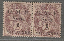 SYRIE - N°22 X2 ** (1920) 2m Sur 2c Brun-lilas - Ungebraucht