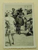 Two Little Girls Riding Donkeys On The Beach - Old Photo - Anonymous Persons