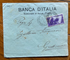 BANCA D'ITALIA - SUCCURSALE DI ASCOLI PICENO - BUSTA CON L.0,50 DECENNALE PER GROTTAMMARE L ' 11/12/33 - Poststempel