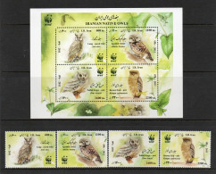 IRAN - ايران - PERSIA - 2011 - BIRDS / OWLS - COMPLETE SET OF STAMPS & MINI SHEET - MINT NOT HINGED - Irán