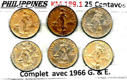 PHILIPPINES Républic Décimal, Petites Monnaies, Femme 25 Centavos  KM 189.1 & 189.2 - Filippijnen