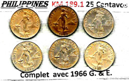 PHILIPPINES Républic Décimal, Petites Monnaies, Femme 25 Centavos  KM 189.1 & 189.2 - Filipinas